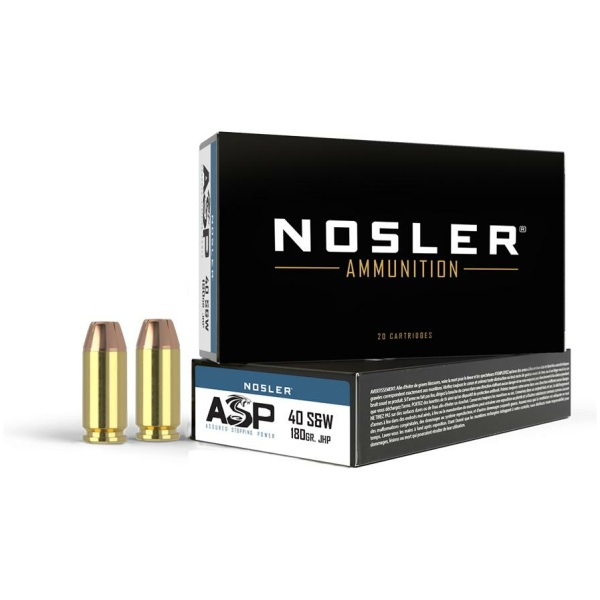 Nosler Match Grade Handgun Ammunition .40 S&W 180 gr JHP 1005 fps 50/ct
