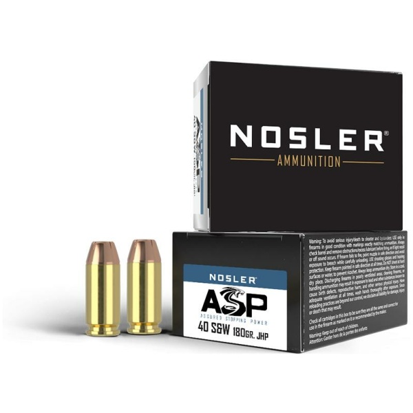 Nosler Match Grade Handgun Ammunition .40 S&W 180 gr JHP 1005 fps 20/ct