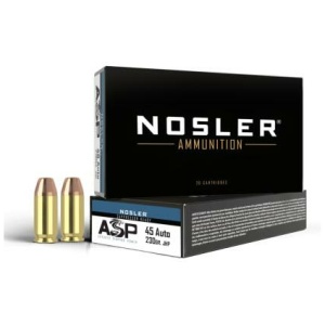 Nosler ASP Suppressor Ready Handgun Ammunition .45 ACP 230gr JHP 850 fps 50/ct