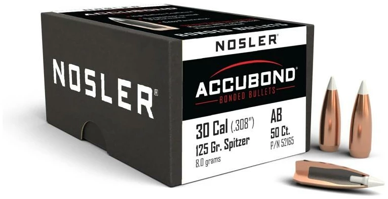 Nosler AccuBond Rifle Bullets .30 cal .308 125 gr SBT-ACB 50/ct