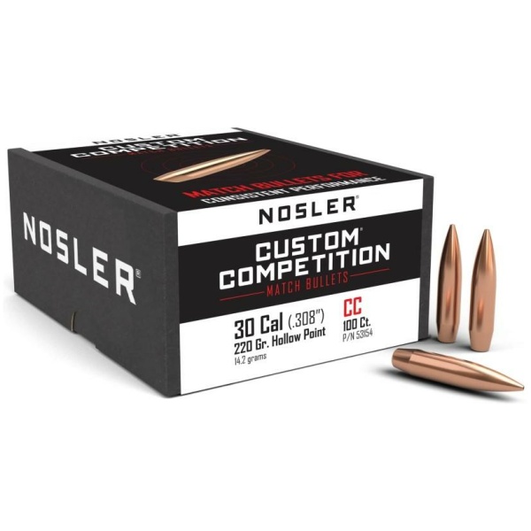 Nosler Custom Competition Rifle Bullets .30 cal .308" 220 gr HPBT 100/ct