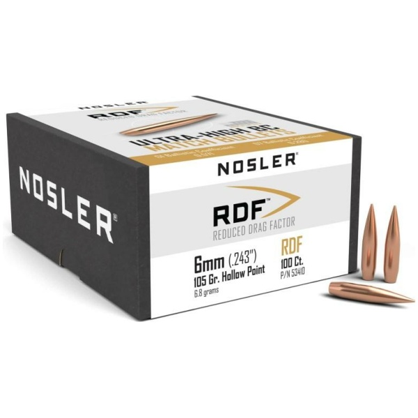Nosler RDF Match Rifle Bullets 6mm .243" 105 gr HPBT 100/ct