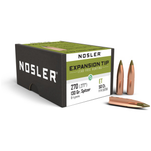 Nosler E-Tip Lead-Free Hunting Rifle Bullets .270 cal .277" 130 gr SPTZ E-TIP 50/ct