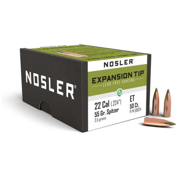Nosler E-Tip Lead Free Rifle Bullets .22LR .224" 55gr SPTZ E-Tip 50/ct