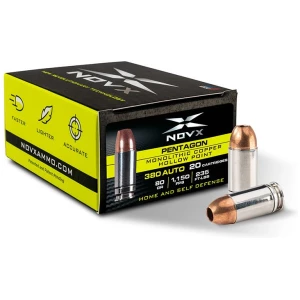 NovX Pentagon Handgun Ammunition 380 Auto 80gr CHP 1150 fps 20/ct