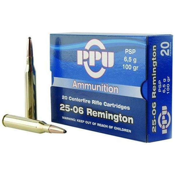 PPU Rifle Ammunition .25-06 Rem 100 gr PSP 3230 fps  20/ct