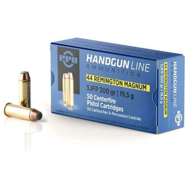 PPU Handgun Ammunition .44 Mag  300gr SJFP 1279 fps 50/ct
