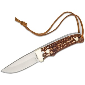 Schrade Uncle Henry Next Gen PH1N Stagalon Fixed Knife 3-3/5" Trailing Point Blade Brown
