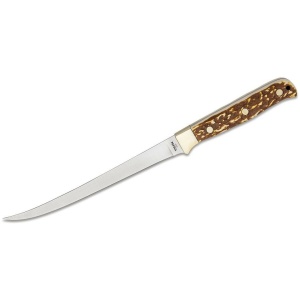 Schrade Uncle Henry Next Gen 167UH Stagalong Fixed Knife 7-1/2" Fillet Blade Brown