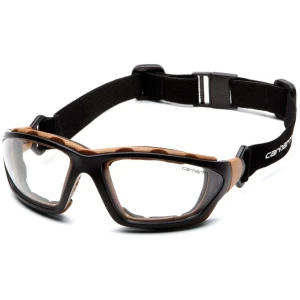 Pyramex Carhartt Carthage Shooting Glasses Black and Tan with Clear Anti-Fog Lens