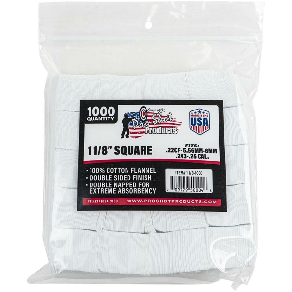 Pro-Shot 1 1/8" Square 100% Cotton Patches 1000/ct