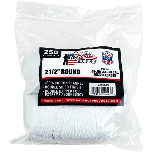Pro-Shot 2 1/2" 100% Cotton Patches 250/ct