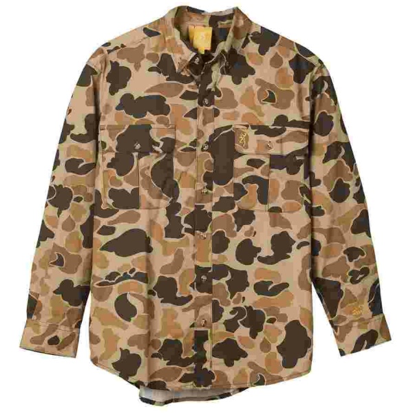 Browning Wasatch-CB Shirt Button-Front 2 Pocket Vintage Tan Camo 2XL