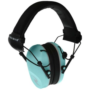 Radians Dual Microphone Electronic Earmuff 3.5mm Stereo Jack 23dB Black Aqua
