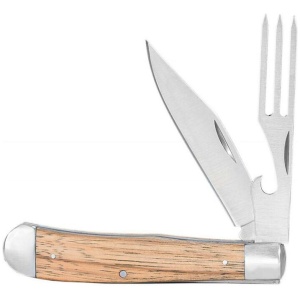ABKT Cattleman Chuckwagon Trapper Knife 3-1/4" Blade with Fork Blade Zebrawood
