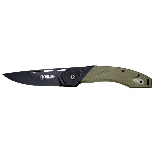 Telum Scorch Tactical Automatic Folding Knife 3-1/2" Drop Point Blade OD Green