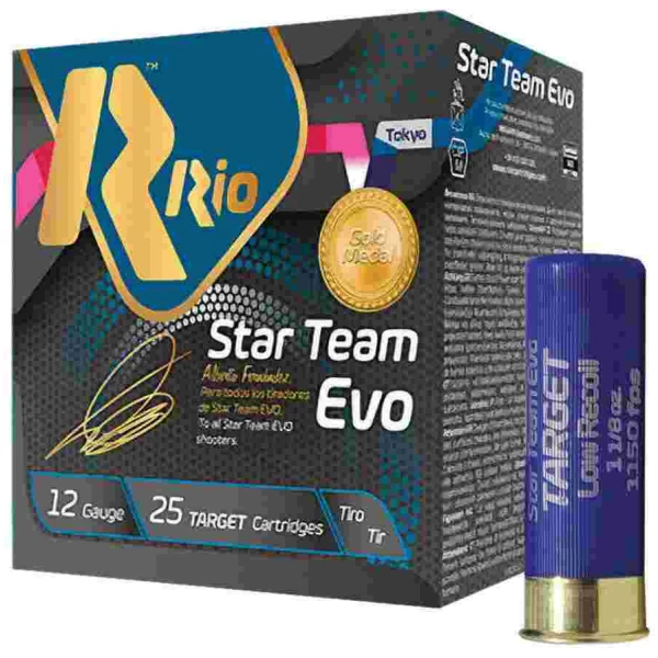 Rio Star Team EVO Shotgun Ammo 32 Low Recoil 12ga 2-3/4" 1150fps 1-1/8oz 8 Shot 25/ct