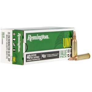 Remington UMC Rifle Ammunition .22-250 Rem 45 gr JHP 4000 fps 40/ct