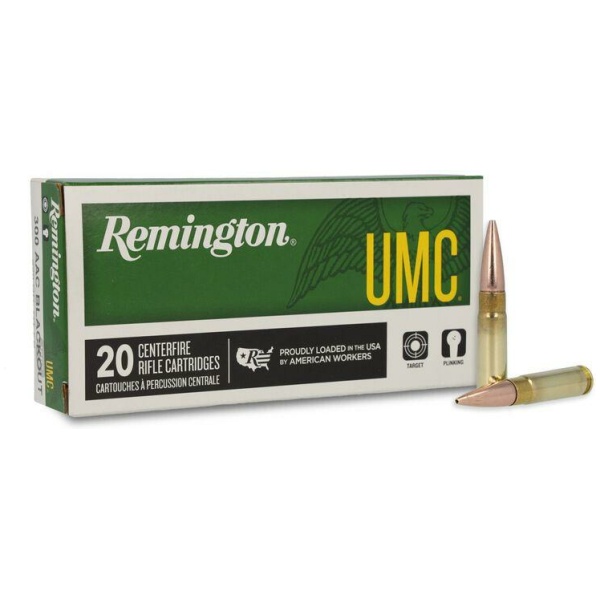 Remington UMC Rifle Ammunition .300 AAC Blackout 150gr FMJ 1905 fps 20/ct
