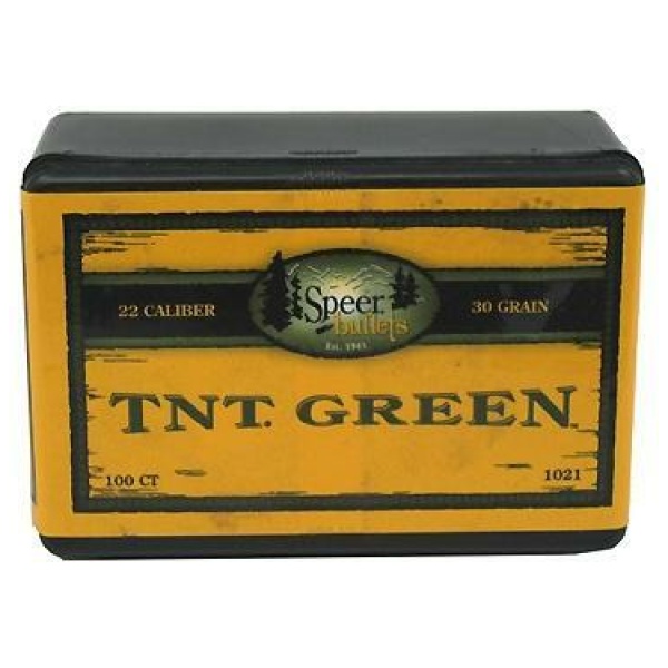 Speer TNT Green Rifle Bullets .22 cal Hornet .224" 30 gr TNT- grN 100/ct