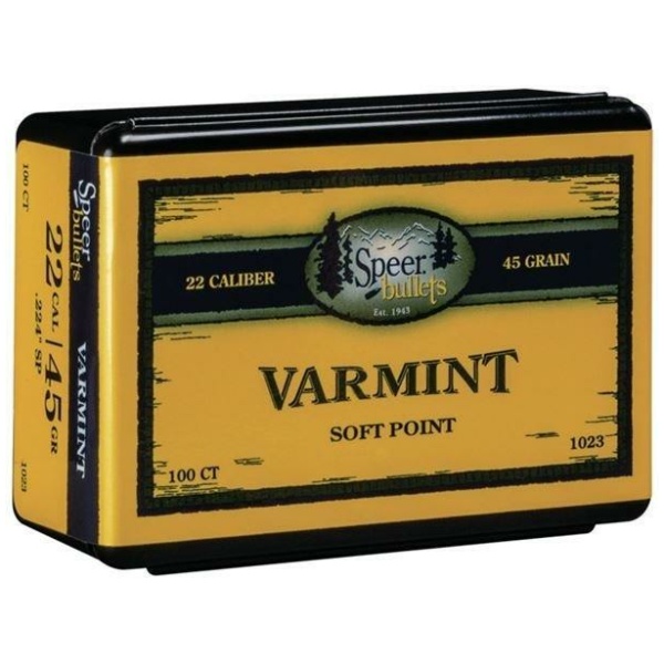 Speer Varmint Soft Point Rifle Bullets .224 cal .224" 45 gr JSP 100/ct
