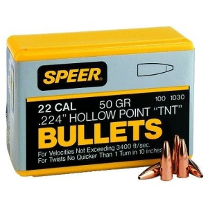 Speer TNT Rifle Bullets .22 cal .224" 50 gr TNTHP 100/ct