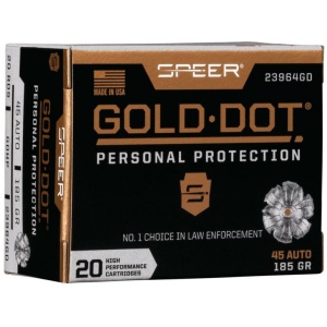 Speer Gold Dot Handgun Ammunition .45 ACP 185 gr HP 1050 fps 20/ct