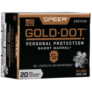 Speer Gold Dot Short Barrel Handgun Ammunition .40 S&W 180 gr HP 950 fps 20/ct