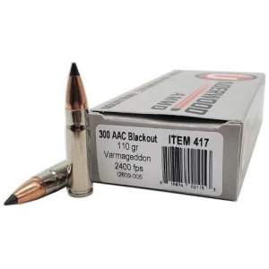 Underwood Ammo Varmageddon Rifle Ammunition 300 Blackout 110gr PT 2400 fps 20/ct