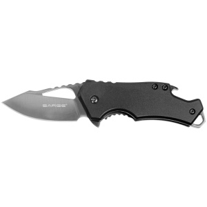 Sarge Knives Black Fuse Folding Knife 2 3/8" Blade Black with Bottle Opener