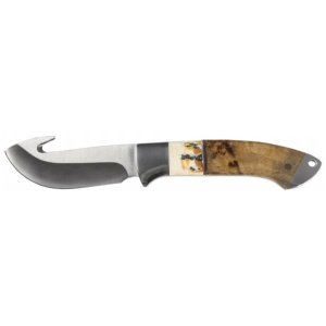 Sarge Knives Terrain Fixed Blade Knife 3-1/2" Gut Hook Wood & Stag