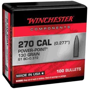Winchester Rifle Bullets .270 Cal .277" 130 gr PSP 100/ct