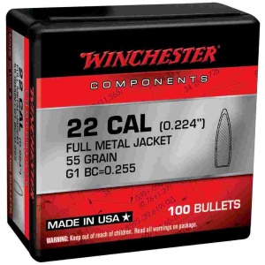 Winchester Centerfire Rifle Bullets 5.56 NATO .224" 55 gr FMJ 100/ct