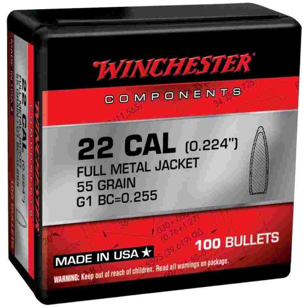 Winchester Centerfire Rifle Bullets 5.56 NATO .224" 55 gr FMJ 100/ct