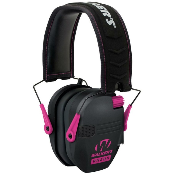 Walker's Game Razor Slim Shooter Folding Ear Muffs-Pink