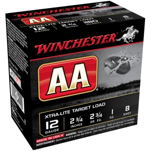 Winchester AA Target Shotshells 12 ga 2-3/4" 1 oz 1180 fps #8 25/ct