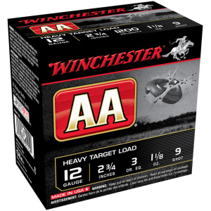 Winchester AA Target Shotshells 12 ga 2-3/4" 1-1/8 oz 1200 fps #9 25/ct