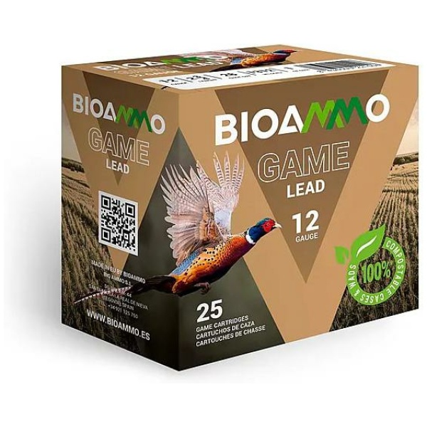 BIOAMMO Lead Game Pheasant Shotshells 12 ga 2-3/4" 1-1/4 oz 1250 fps #4 25/ct
