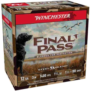 Winchester Final Pass Shotshells 12 ga 3" 1-1/4 oz 1400 fps #1.5 & #BB 25/ct