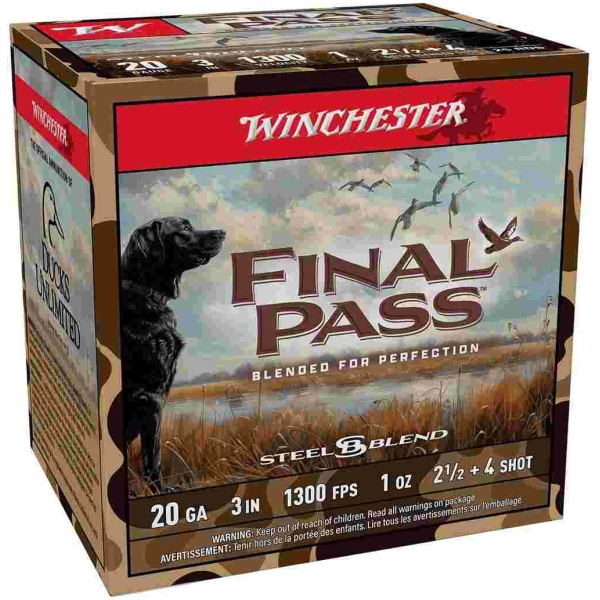 Winchester Final Pass Shotshells 20ga 3" 1oz 1300 fps #2.5 & #4 25/ct