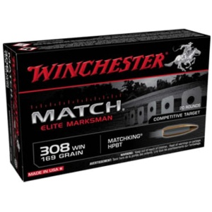 Winchester Match Elite Marksman Rifle Ammunition .308 Win 169 gr. OTM 2755 fps 20/ct
