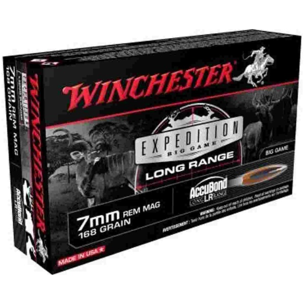 Winchester Expedition Big Game Long Range Rifle Ammunition 7mm Rem Mag 168 gr. PT 2900 fps 20/ct