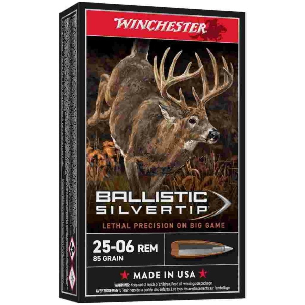 Winchester Ballistic Silvertip Rifle Ammunition .25-06 Rem 85 gr. PT 3470 fps 20/ct