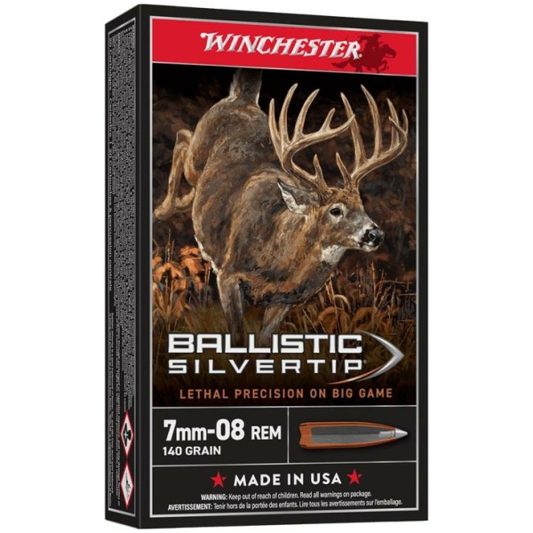 Winchester Ballistic Silvertip Rifle Ammunition 7mm-08 Rem 140 gr. PT 2770 fps 20/ct