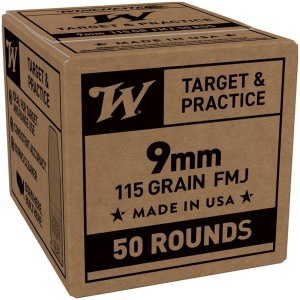 Winchester Service Grade Handgun Ammunition 9mm Luger 115gr FMJ 1300fps 50/ct