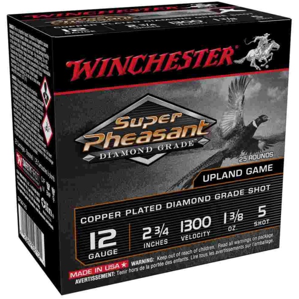 Winchester Super Pheasant Diamond Grade Shotshells 12 ga 2-3/4" 1-3/8 oz 1300 fps #5 25/ct