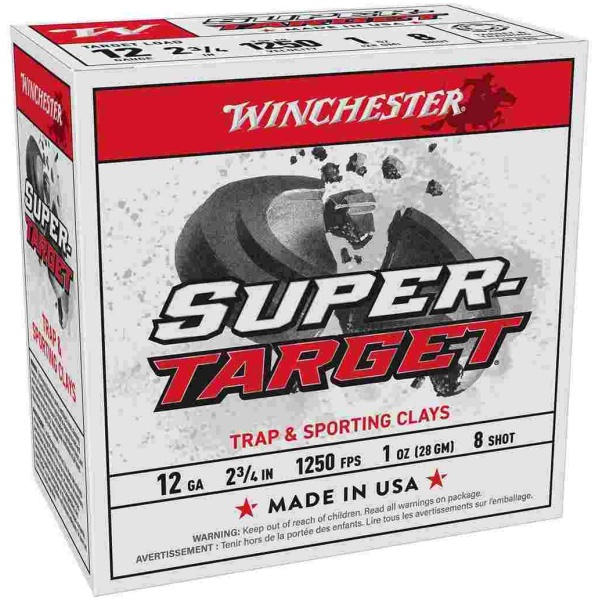 Winchester Super-Target Shotshells 12ga 2-3/4" 1oz 1250 fps #8 25/ct