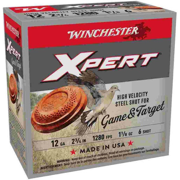Winchester Xpert Steel Shotshells 12 ga 2-3/4" 1-1/8 oz 1280 fps #6 25/ct