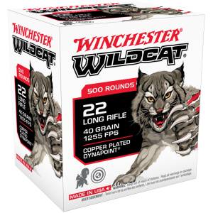 Winchester Wildcat Rimfire Ammunition .22LR 40 gr. CPHP 1255 fps 500/ct
