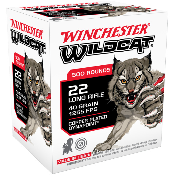 Winchester Wildcat Rimfire Ammunition .22LR 40 gr. CPHP 1255 fps 500/ct